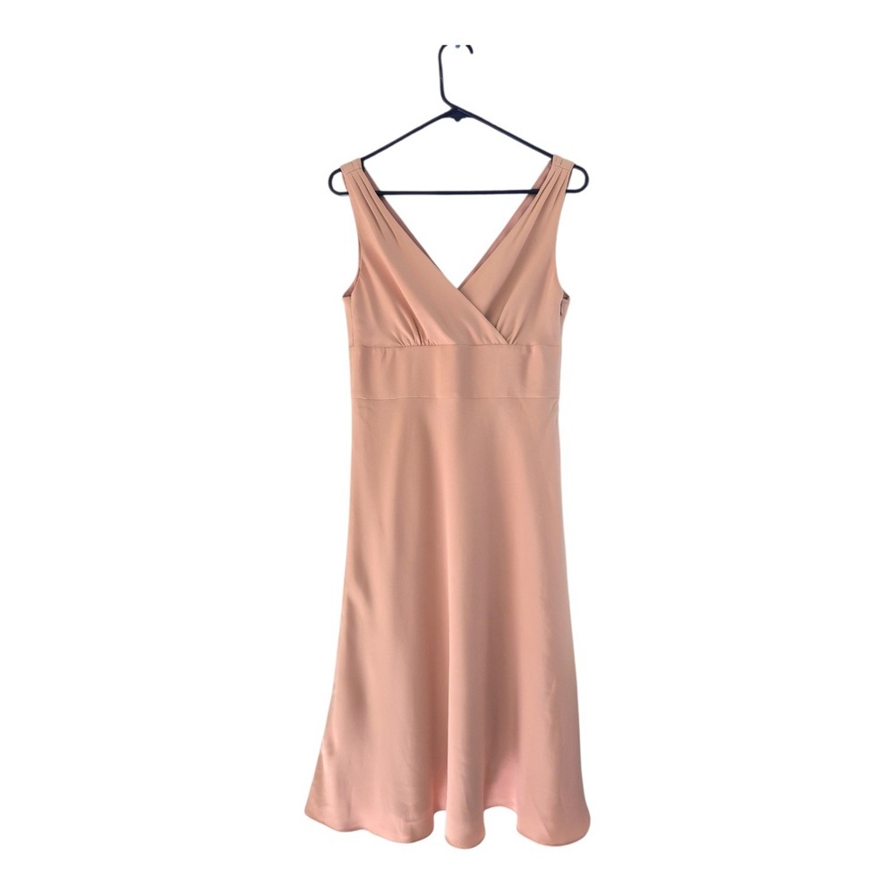 J Crew Sophia Silk Dress Womens 6 Dusty Rose Pink V Neck Midi Y2K Wedding